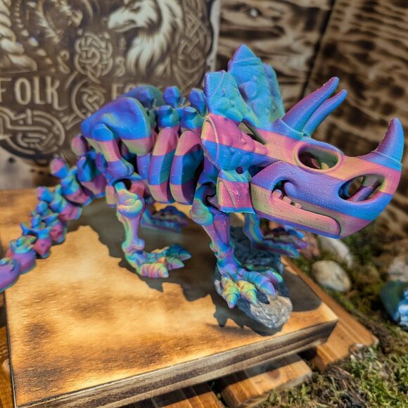 Skeleton Triceratops Flexible Articulated Fidget Toy Dinosaur Dino 3D Printed - Picture 6 of 11